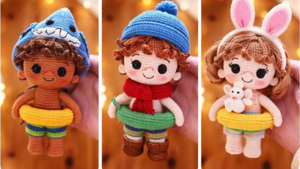 Receita de Amigurumi Boneca com Boia Vermelha